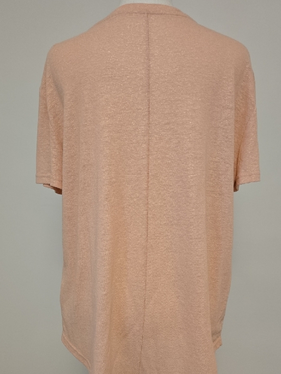 NWT- GAP Linen Blend  V-Neck T-Shirt Chaulk Pink Metallic - Picture 4 of 9